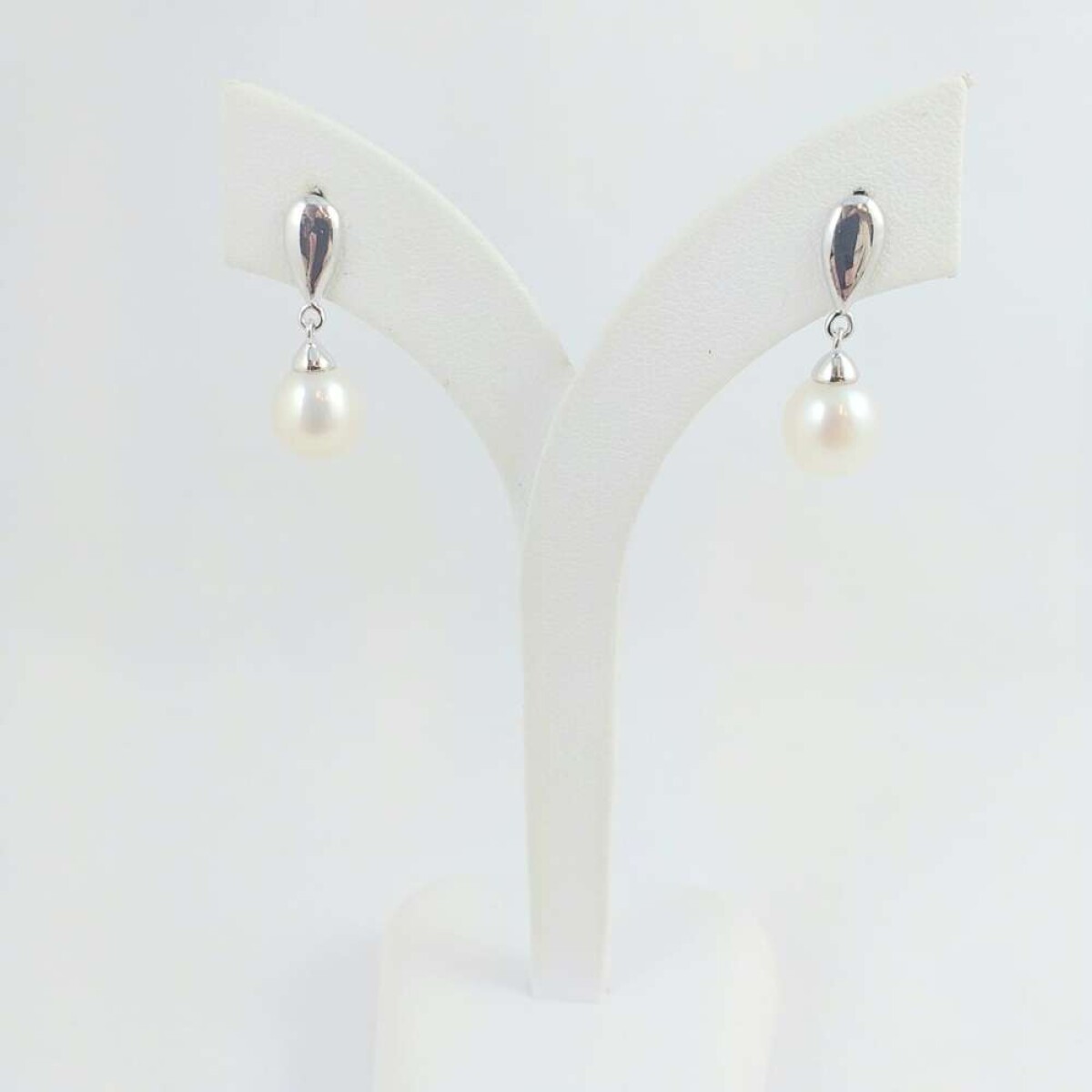 Caravanas de plata 925 con baño de oro gris - Perla De Río Móvil 