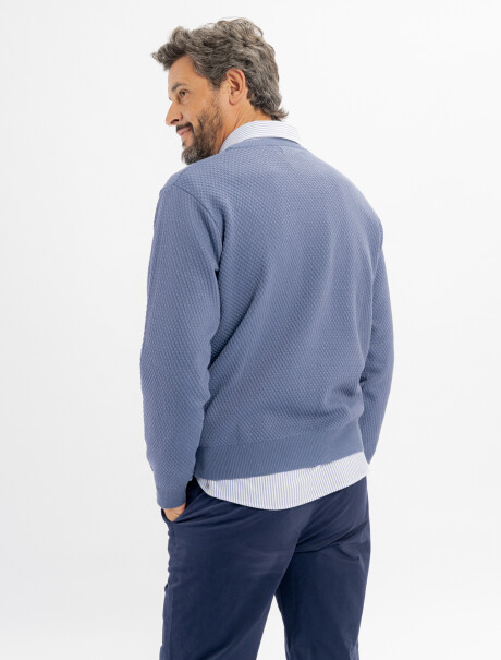 Buzo tejido panal azul piedra