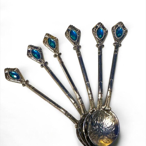 Set de cucharitas piedra plateadas Turquesa