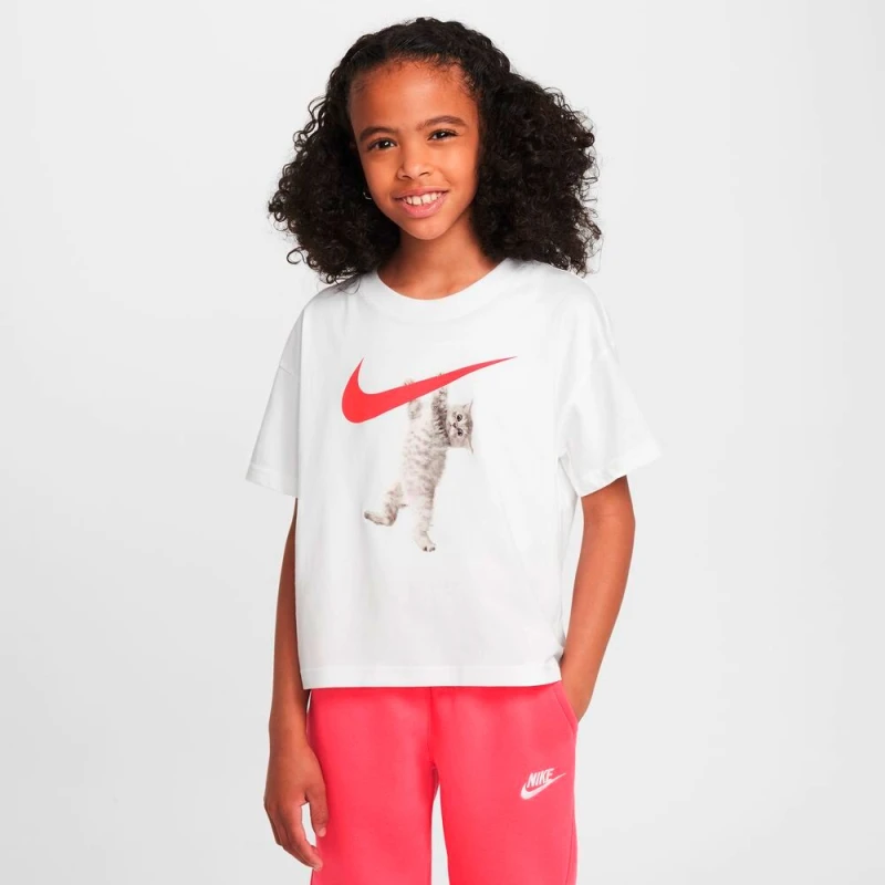 Remera Nike Sportswear Tee Boxy Hang de Niña Blanco