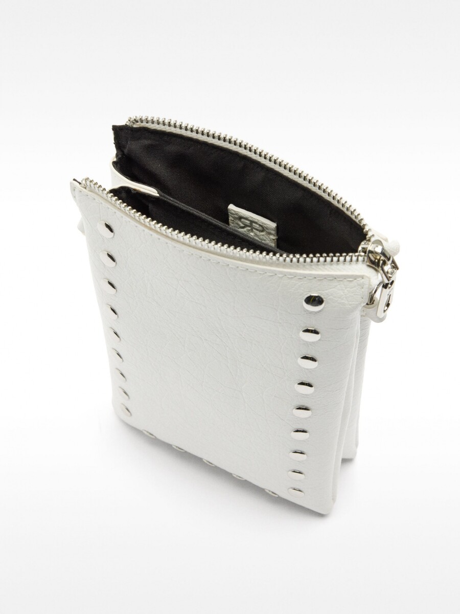 Bolso Bandolera Doble Con Tachuelas blanco