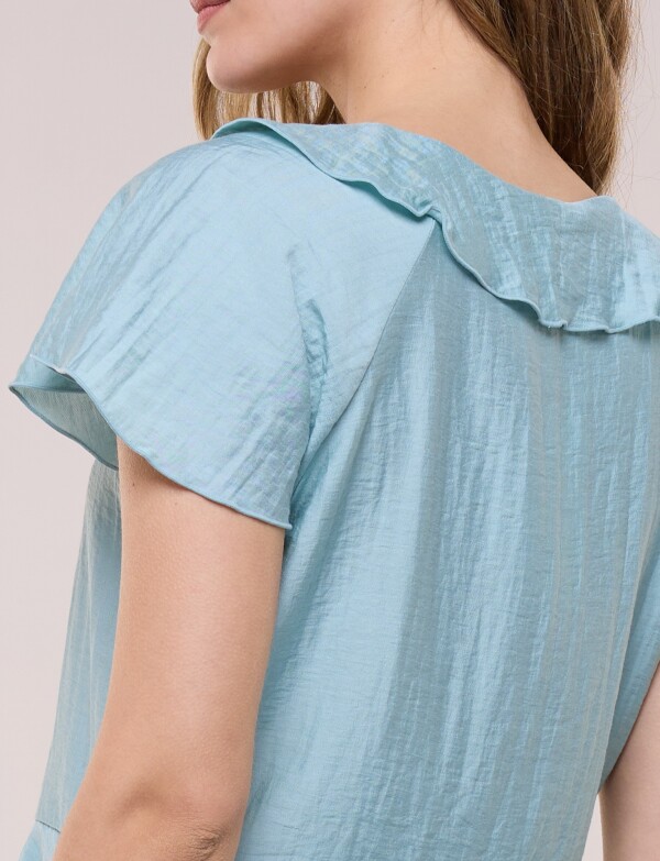 Blusa Satén Péplum VERDE AGUA