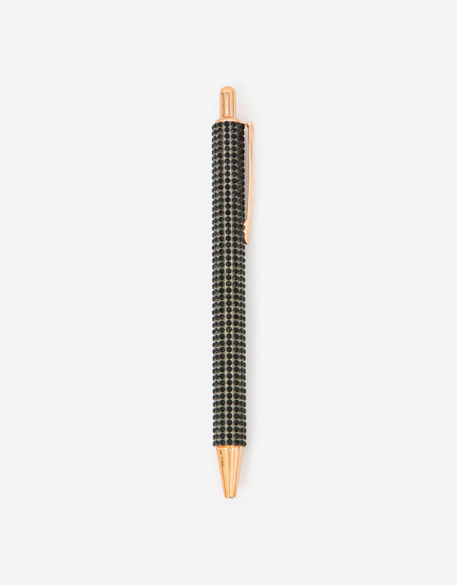 Lapicera Con Strass Negro 