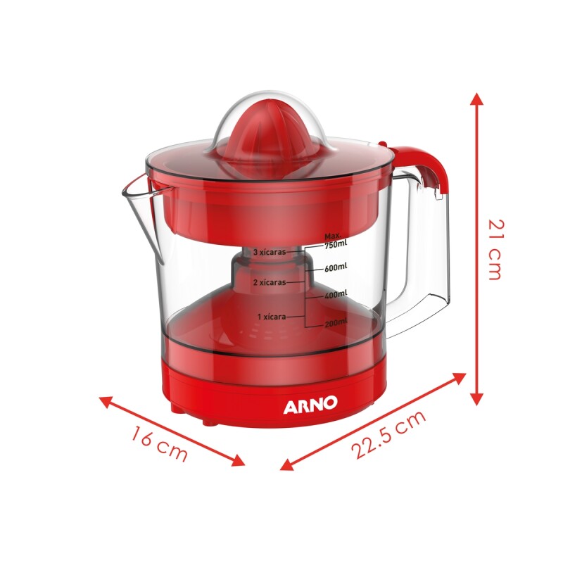 Exprimidor Arno Citrus Press | Capacidad de 0,75Lts. | Funcionamiento Automático | Color rojo. Exprimidor Arno Citrus Press | Capacidad de 0,75Lts. | Funcionamiento Automático | Color rojo.