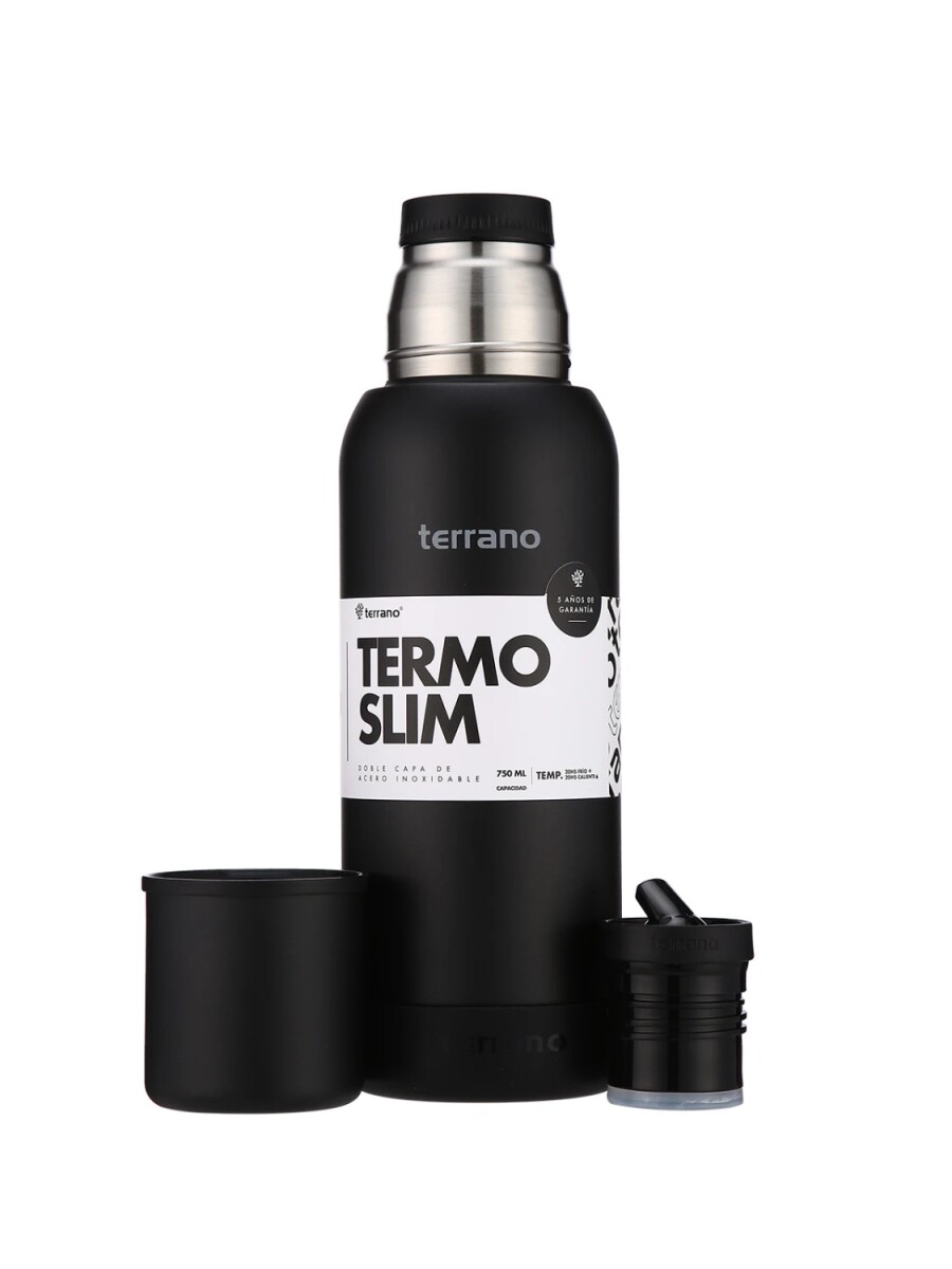 Termo TERRANO SLIM 750ML C/BASE SILICONA NEGRO 