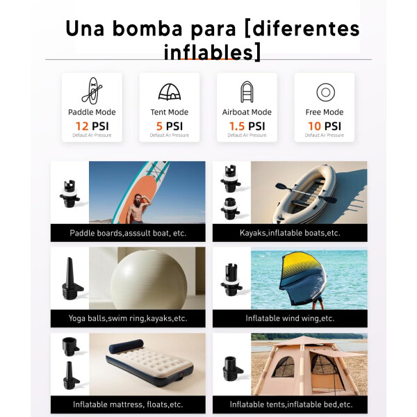 Inflador Electrico Potente Paddle Board Gomon Bote INFLADOR ELECTRICO PADDLE BOARD