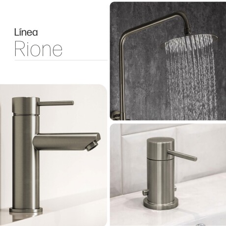 JUEGO DE GRIFERIA LAVATORIO BIDET BARRA DUCHA BRILLO RIONE GRIS-BRUSHED NICKEL