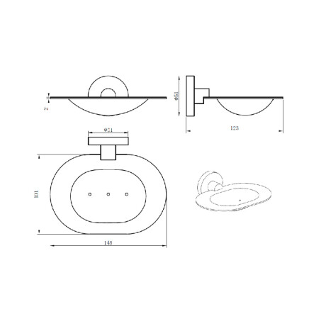JABONERA METALICA DE BAÑO MODENA CROMO BRILLO 1 UNIDAD CROMO