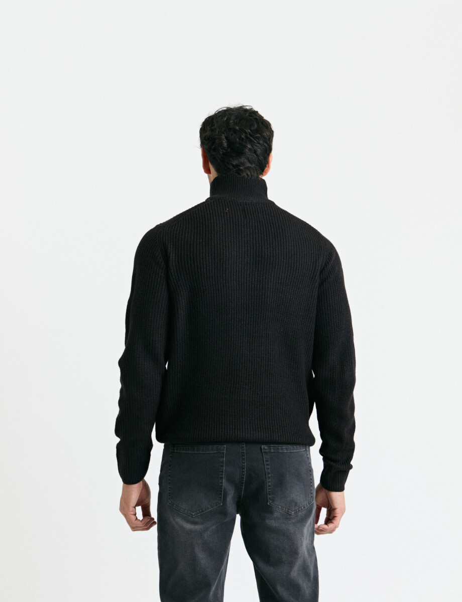 470587 SWEATER PUNTO MEDIO CIERRE HARRY Negro