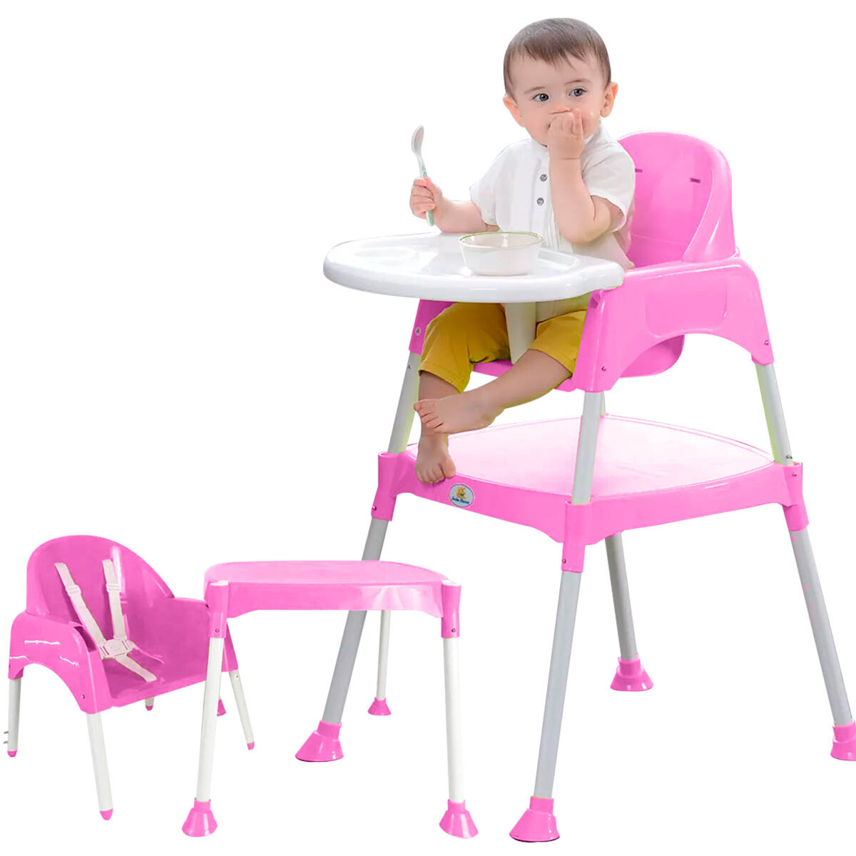 Silla De Comer Para Bebe Multiuso 3 En 1 Mesa Y Silla - Rosa 