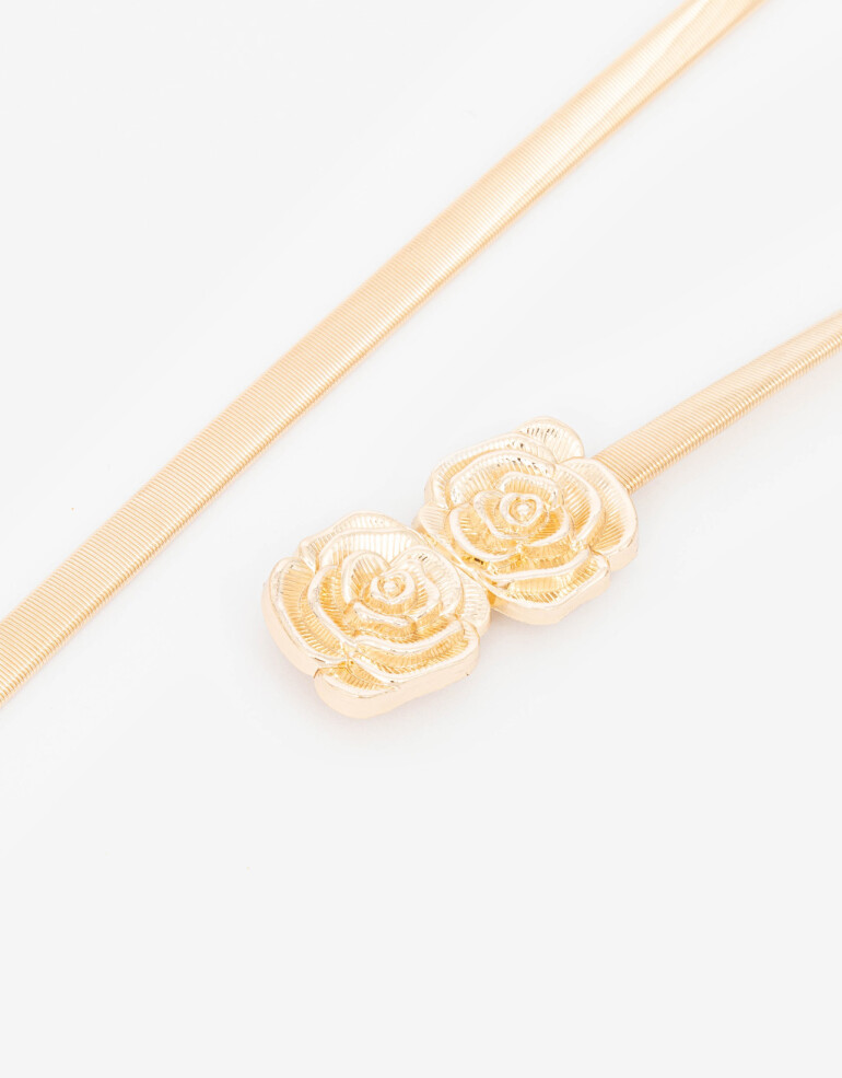 Cinturones y Fajas Cinturón Elástico Con Flor - Dorado