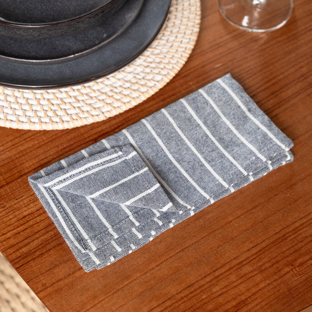 SET X2 SERVILLETAS ALGODON AZUL STRIPE