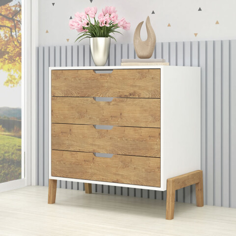 Cómoda Cajonera 4 Cajones Rieles telescópicos Combinada con Patas Madera - MDP - Linea Melilla Cómoda Cajonera 4 Cajones Rieles telescópicos Combinada con Patas Madera - MDP - Linea Melilla