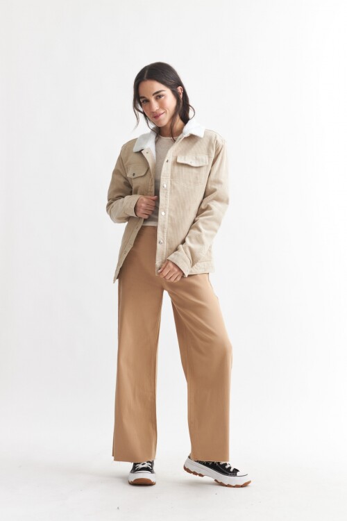 Campera de pana con corderito BEIGE