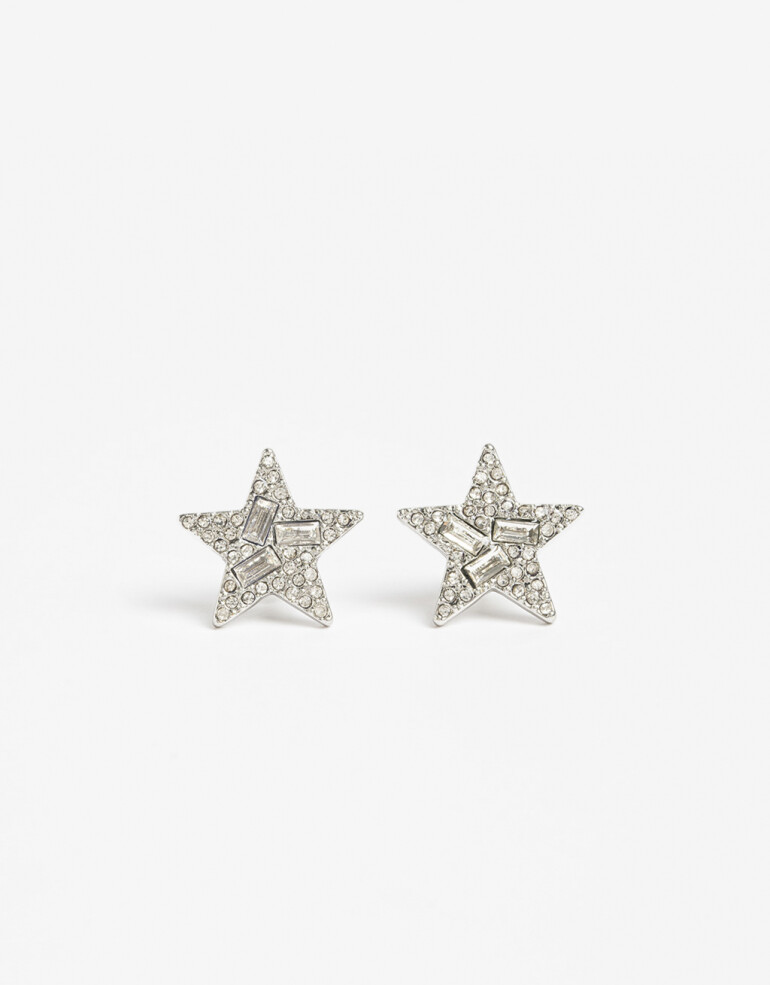 Aros Pasantes Strass Pasantes Estrellas - Cristal