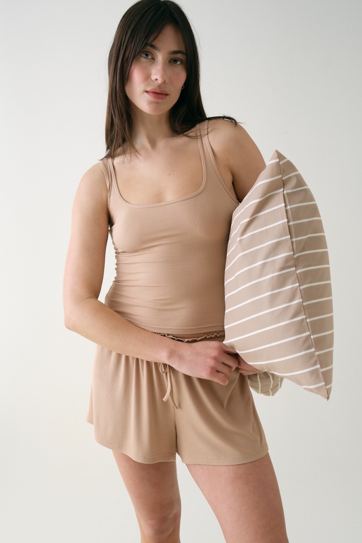 Musculosa Cropped Rib Tostado
