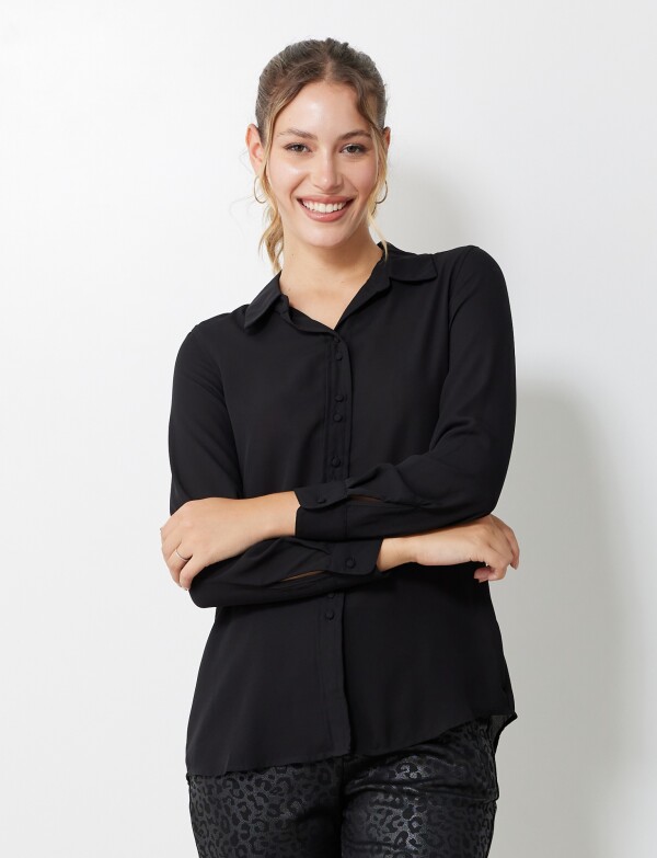 Camisa Gasa Botones NEGRO