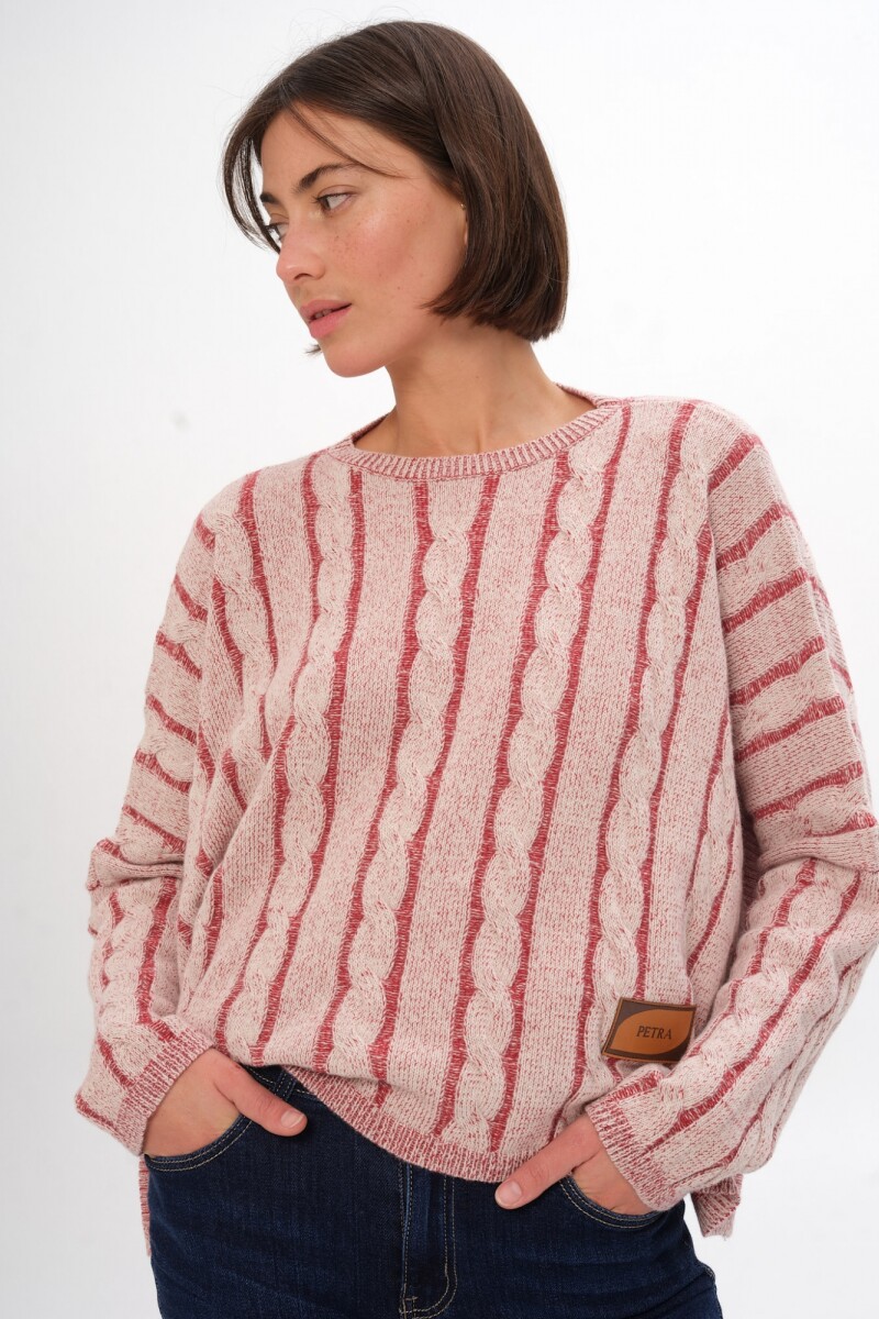 Sweater Oceano Crop Crudo/Bordeaux