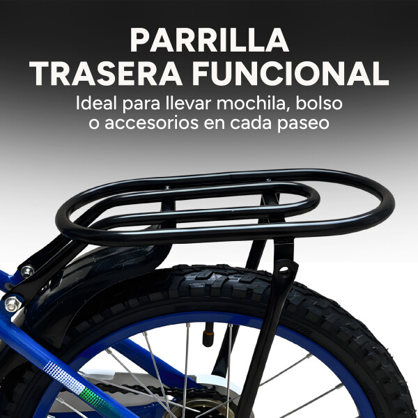 Bicicleta Infantil XMZ Rodado16 Canasto Parrilla Guardabarro Azul 1