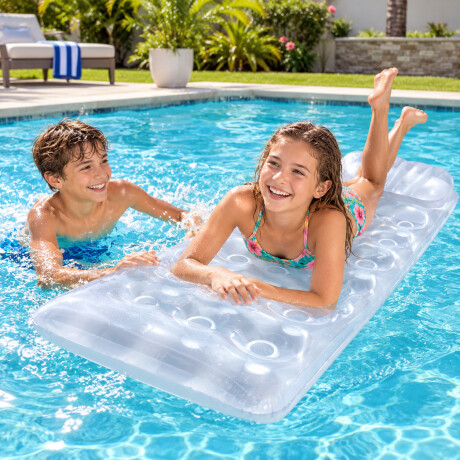 Colchoneta Inflable Flotador con Almohada p/ Piscina Bestway Transparente