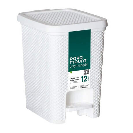 Tarro Papelera Basura Residuos c/ Pedal 12Lt Línea Paramount Blanco