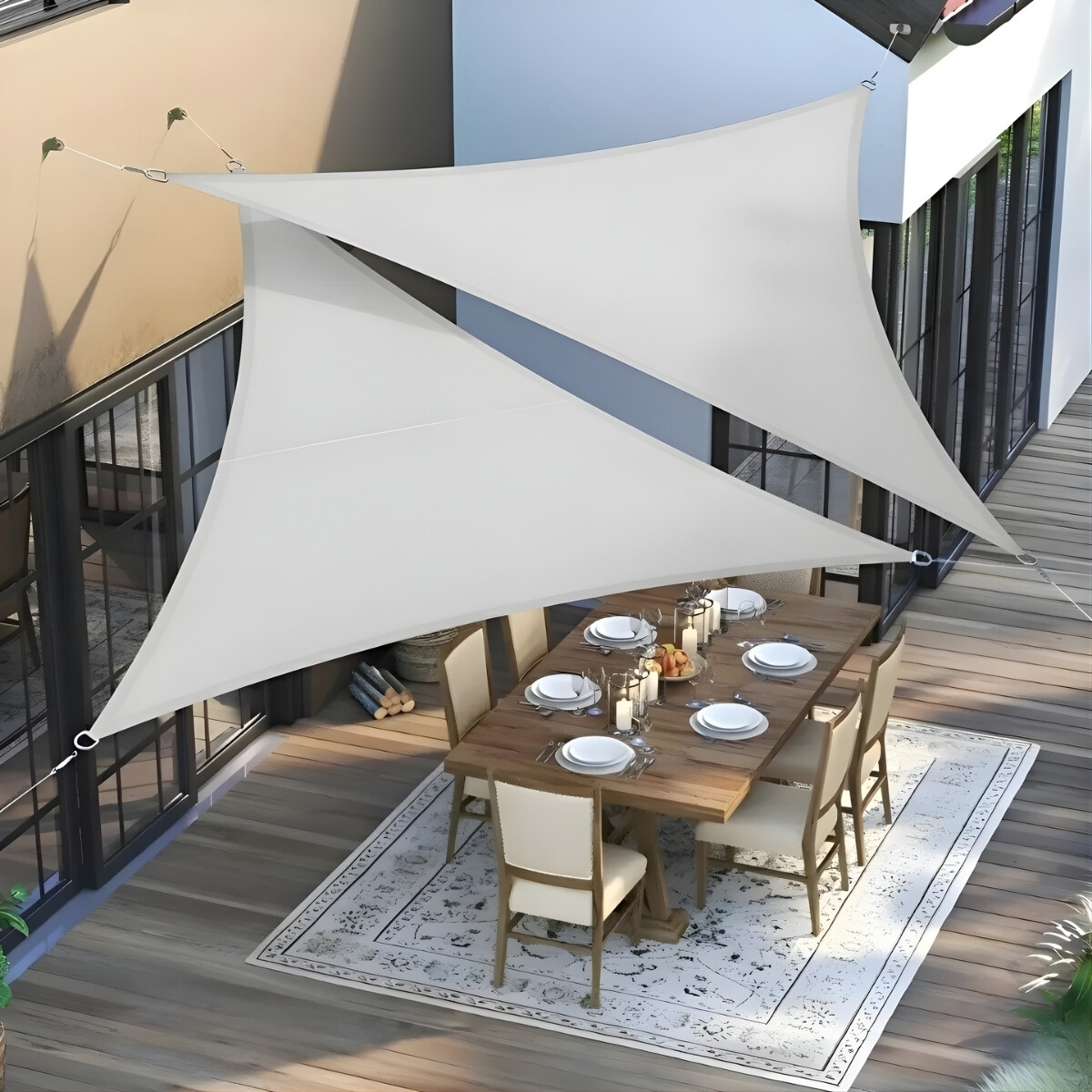 Set x2 Lona vela triangular poliester impermeable 3,6 mts - GRIS 