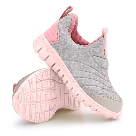 Calzado Novopé Elástico Flexible Estampado Niño Niña Gris-Rosa