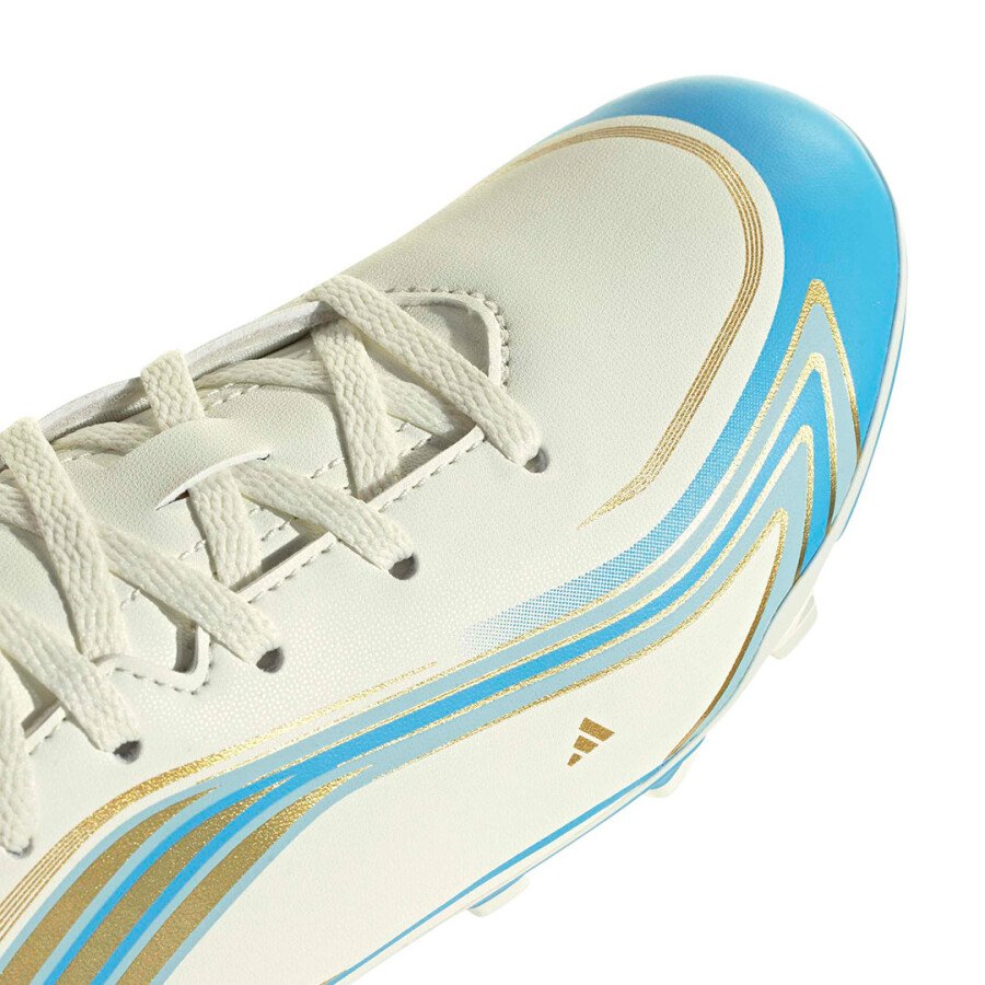 Championes de Niños Adidas Futbol F50 Messi Club Firm Ground Fg Blanco - Celeste