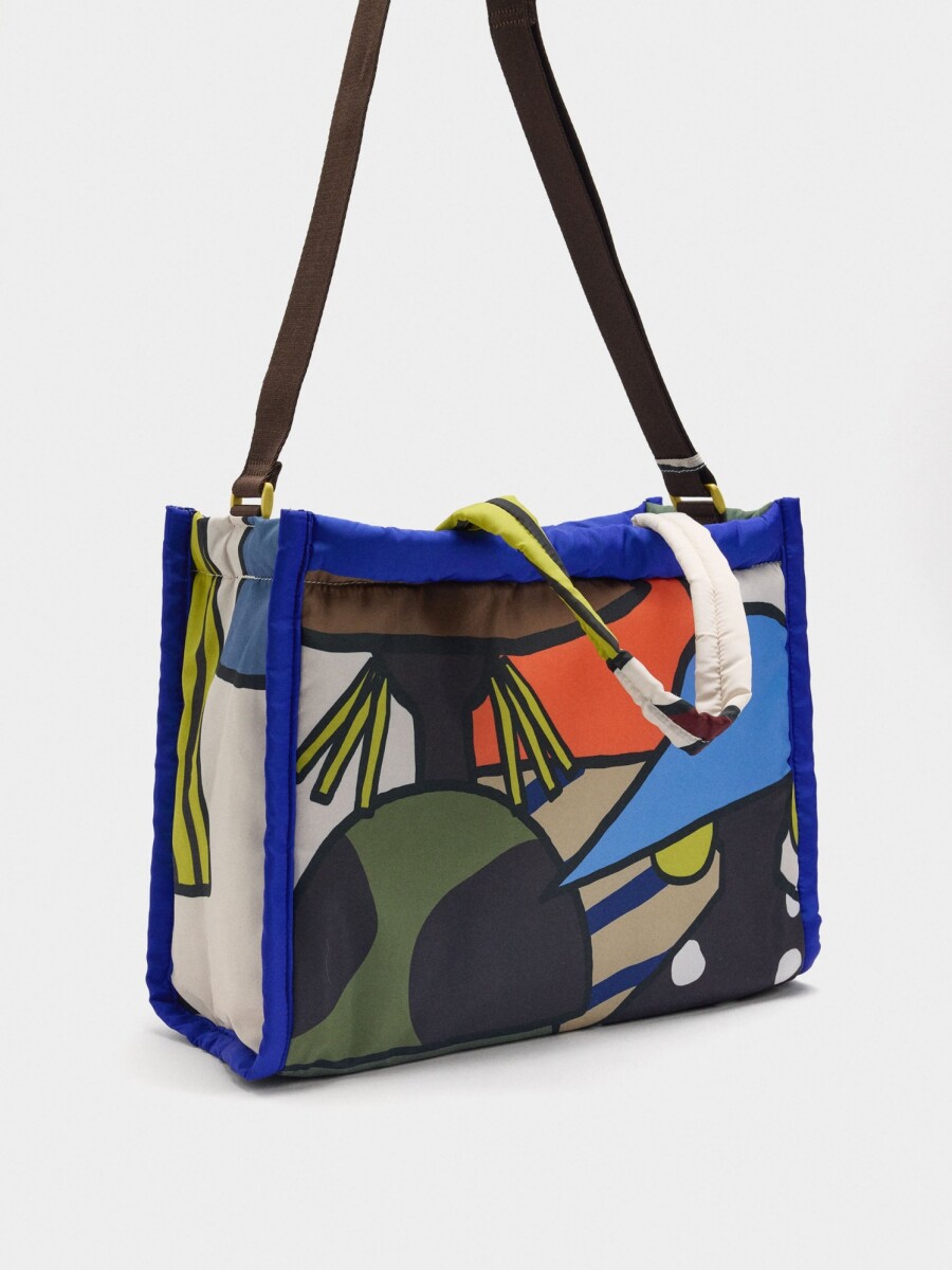 Bolso Shopper Estampado De Nylon multicolor