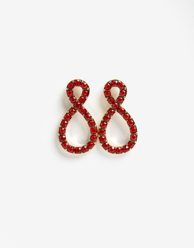 Aros Colgantes Cortos Strass Aros Cortos Strass - Rojo Medio