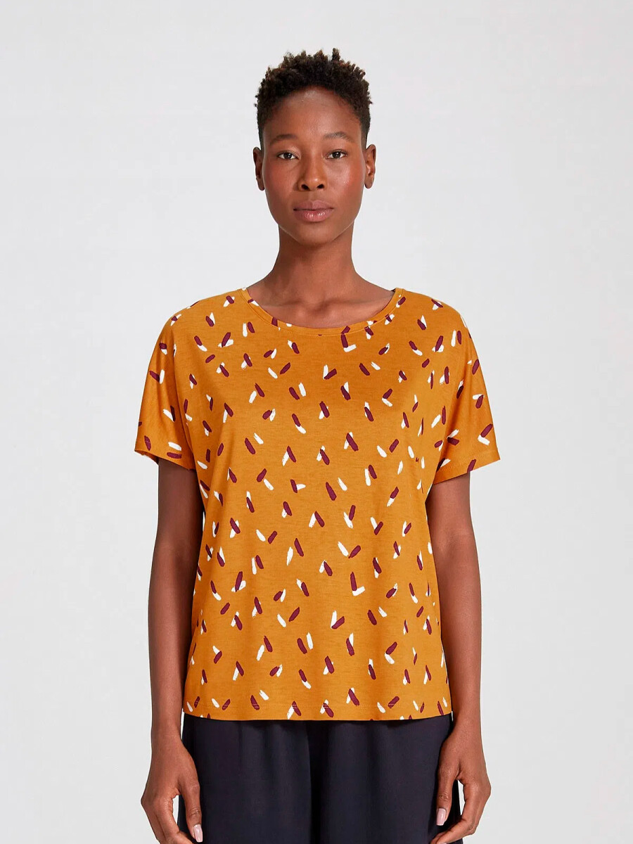 BLUSA FEMENINA ESTAMPADA - NARANJA 