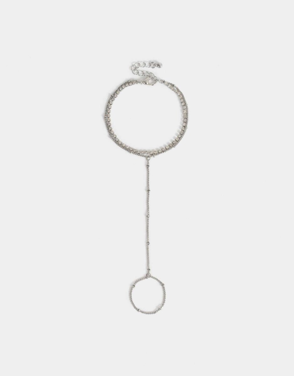 Pulsera Flexible Con Anillo Unido - Plateado 