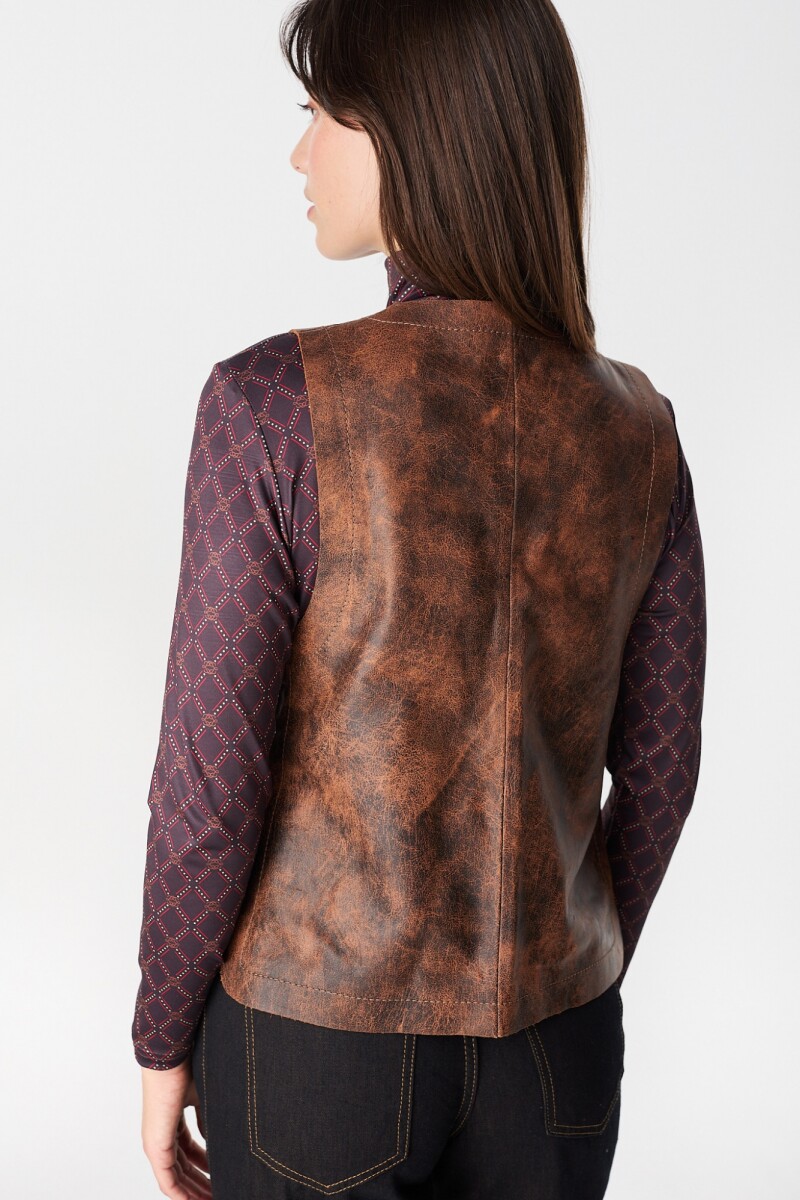 Chaleco Leather Fisher Marron