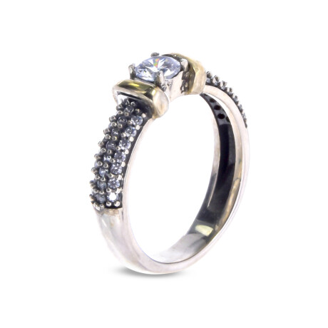 Anillo de plata 925, double en oro 18 ktes y circonias. Anillo de plata 925, double en oro 18 ktes y circonias.