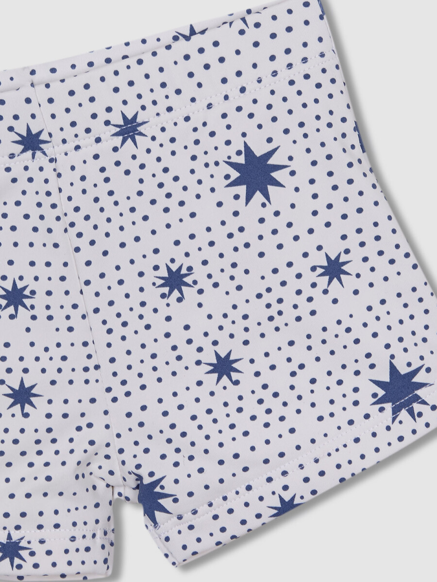 Traje De Baño Estampado Estrellas Azul Medio Oscuro