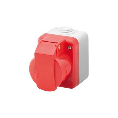 Tomacorriente exterior industrial 3P+T 16A 6H 380V roja IP44 GG2323
