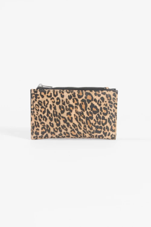 Tarjetero monedero Leopardo beige