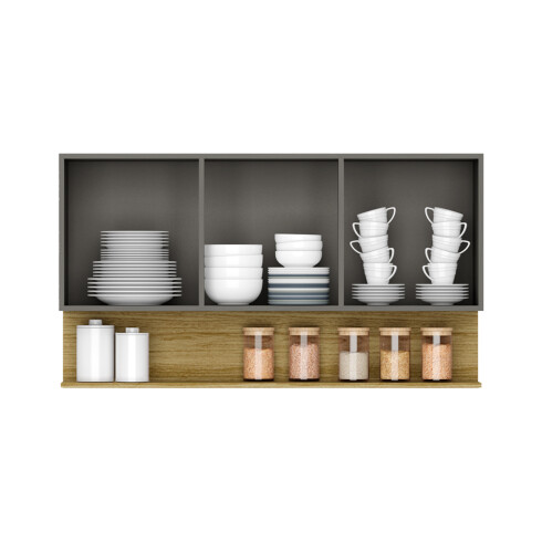 Modulo Aereo Para Cocina Tres Puertas De 120 cms. Gris Freijo FREIJO Y GRIS