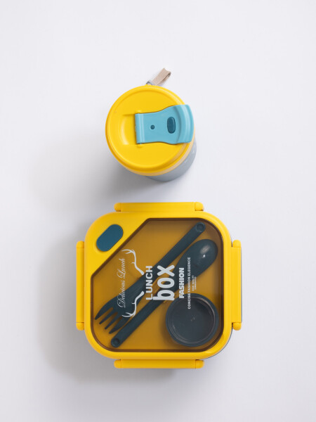 Set lunchera con vaso Amarillo Y Azul