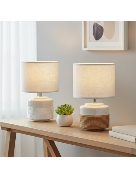 LAMPARA DE MESA CERAMICA D20x31CM SISAL CAMEL/BCO LAMPARA DE MESA CERAMICA D20x31CM SISAL CAMEL/BCO