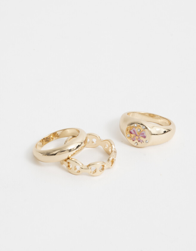 Sets Anillos Místco Set De Anillos De Metal Dorado - Dorado