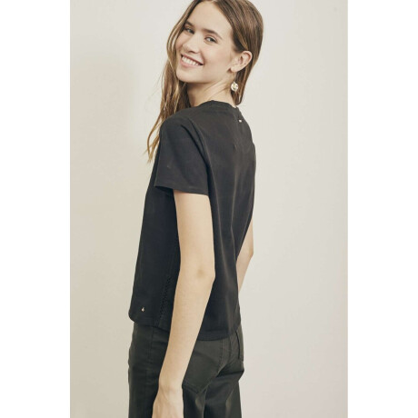 Remera Algodon Peinado Negro