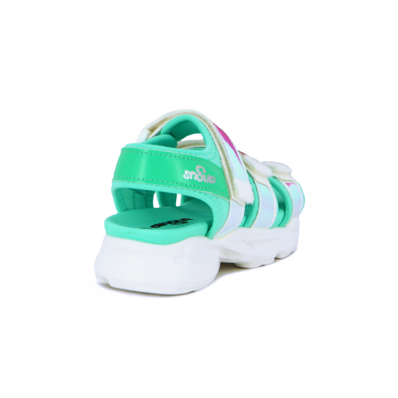 Angus Sandalia Niña 2 Tiras C/ Pulsera Y Velcro Aguamarina