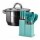 Set Cocina Utensilios 19Pzs + Olla Acero Inoxi 26cm 7,9L Turquesa