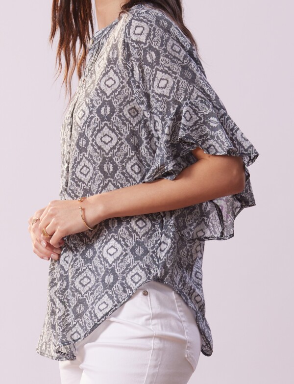 Blusa Manga Volado NEGRO/GRIS