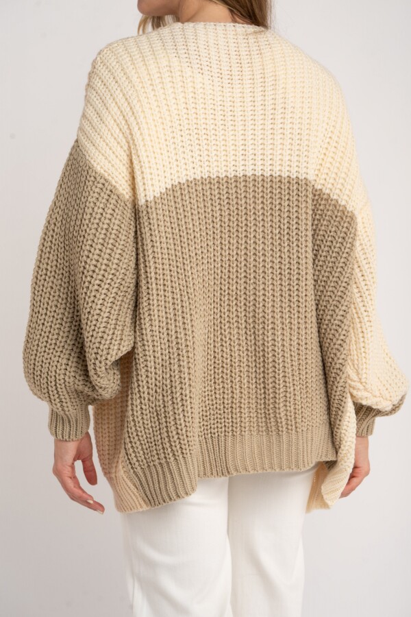 Cardigan Combinado Algodón Nácar