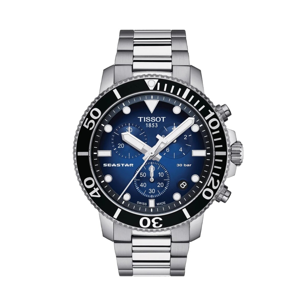 Reloj Tissot T1204171104101 Seastar 1000 Chronograph Para Hombre De Acero Plateado 