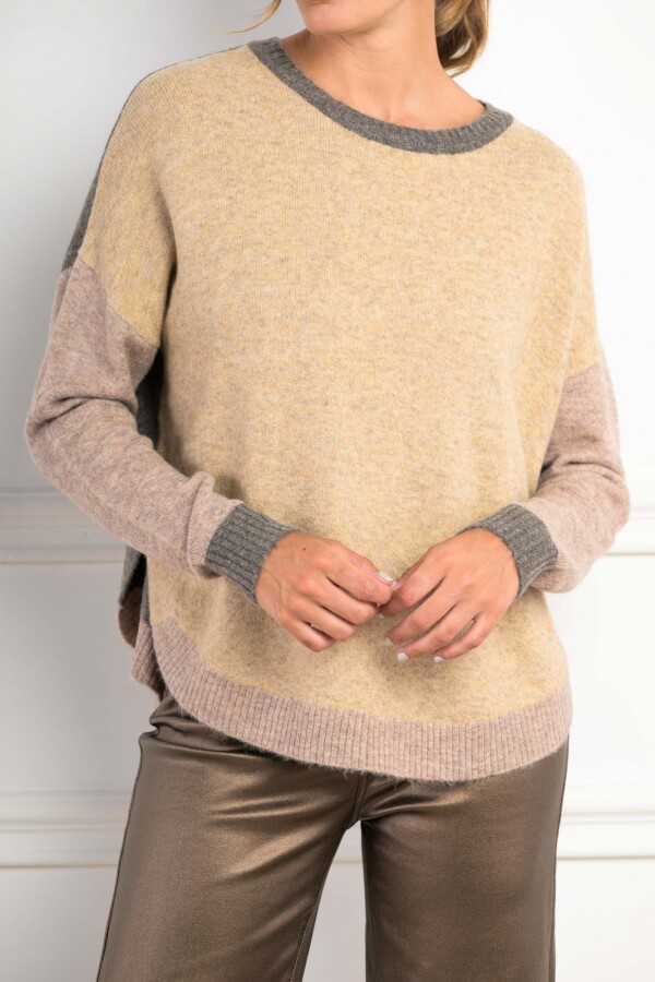 Sweater Color Block Gris Melange