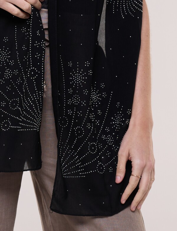 Pashmina De Gasa Con Apliques De Strass NEGRO/PLATEADO