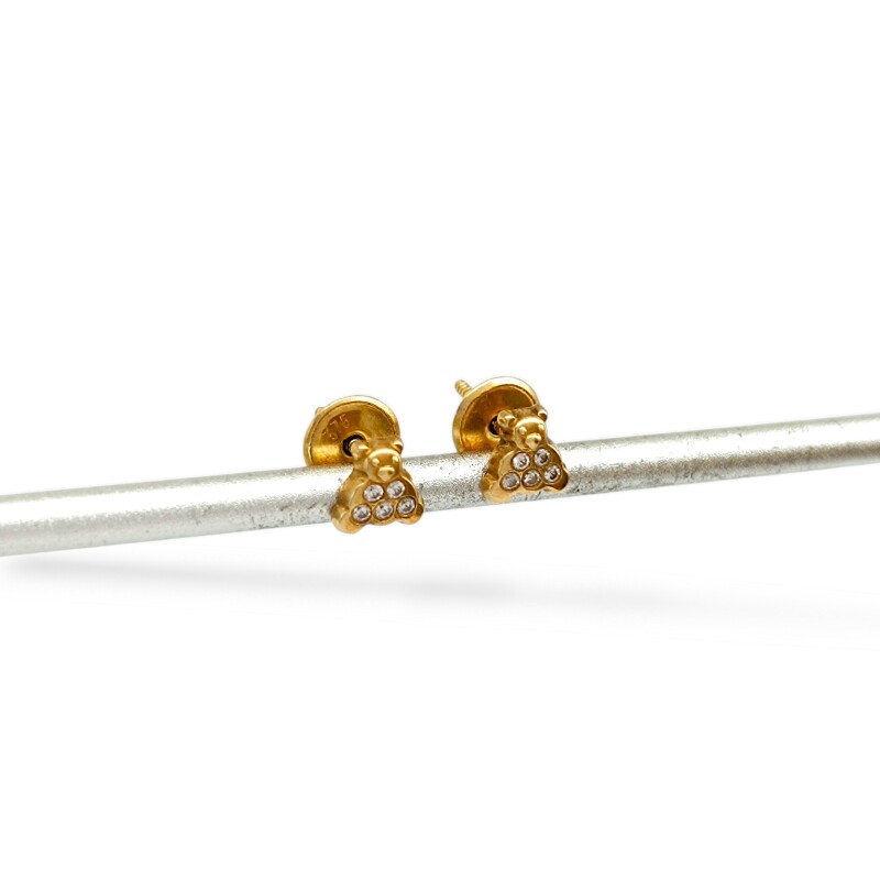 Caravanas Osos oro - Oro bajo - Zirconia - CA8142 conpiedra